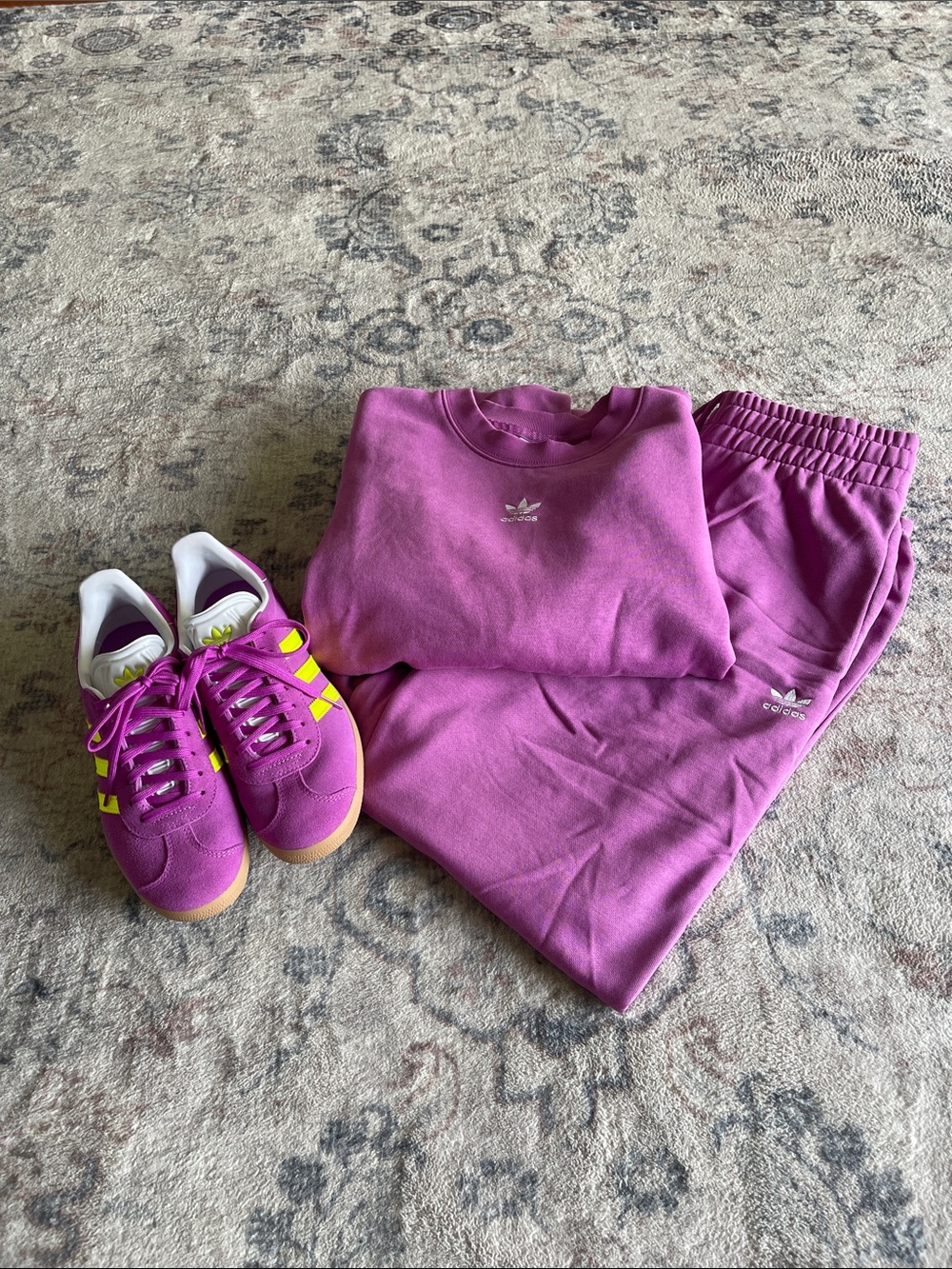 💗 SWEATS Magenta Tracksuit and Matching Magenta Sneakers with Yellow Accent